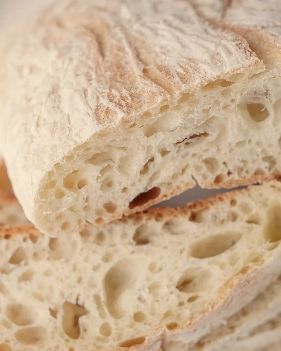 Torn bread baked in the embers